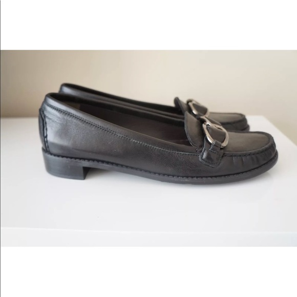 New Stuart Weitzman Black Leather Loafer Shoes 7/8 - Picture 4 of 8